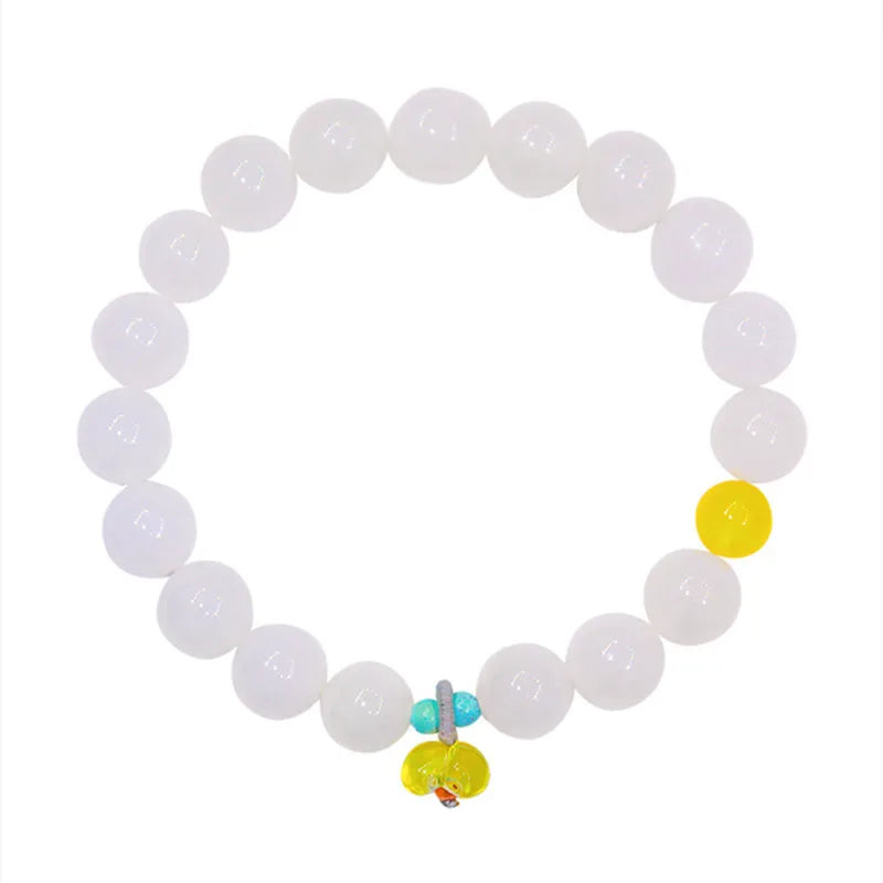 Pulseira de jade branco moda hetian jade10mm tamanho contas canela mão corda design presente pulseira para amigos e família