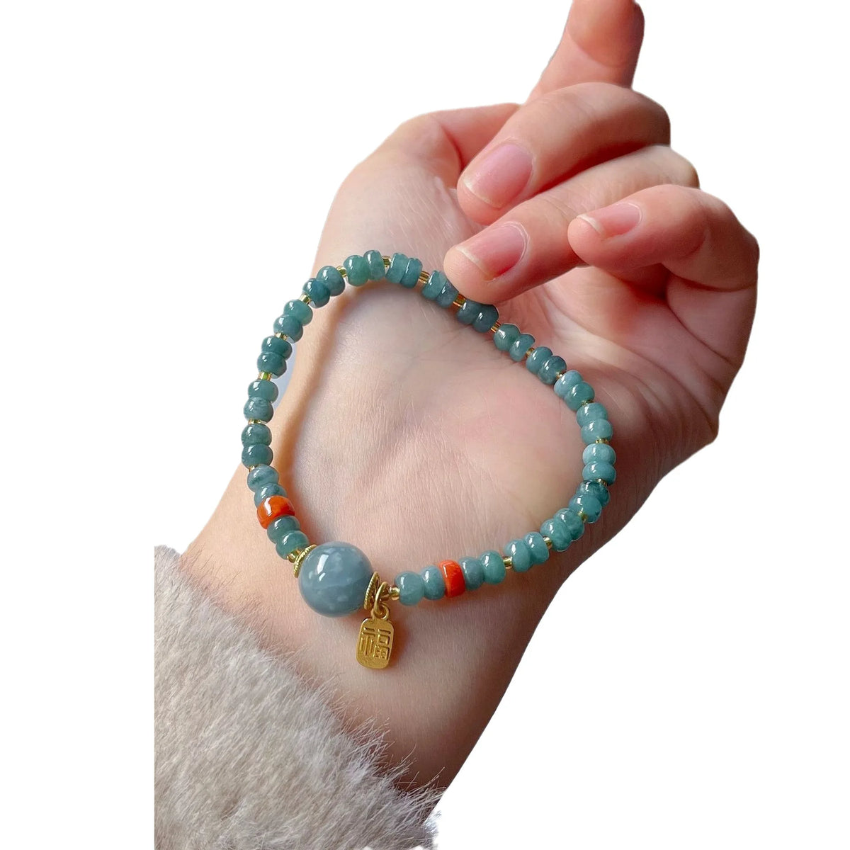 Material de água azul placa de jade contas transportador feminino fu marca pulseira jóias presente novo chinês natural um bens