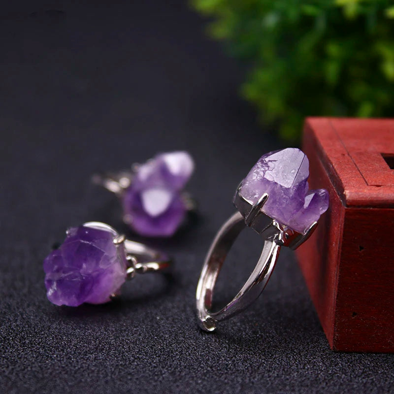 Anillo con drusa de amatista