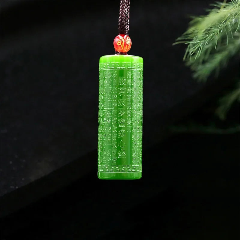 Jade coração sutra pingente esculpido moda amuleto budismo presentes femininos jadeite jóias natural pedra preciosa charme colar chinês