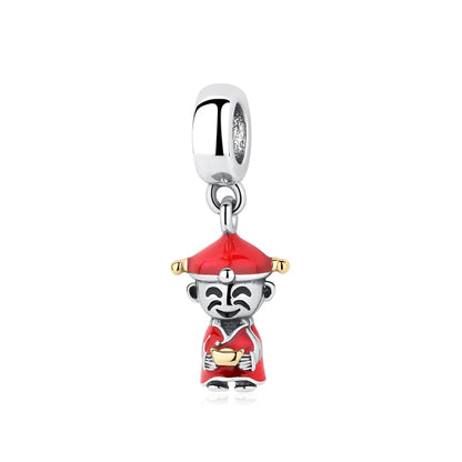 Pingentes de Prata Esterlina 925 Gato da Sorte Ano Novo Chinês Contas para Pulseiras e Colares Femininos Joias