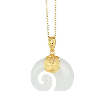 Colar Choker de Pedra Natural Jade Hetian com Pingente de Elefante para Mulheres, Presente de Aniversário