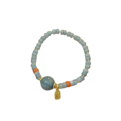Material de água azul placa de jade contas transportador feminino fu marca pulseira jóias presente novo chinês natural um bens
