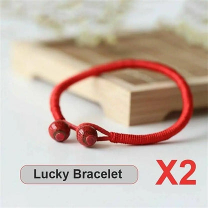 Lucky Beads Pulseira Corda Vermelha para Homens e Mulheres, Amuleto de Cordas Artesanais, Cordão Kabbalah, Pulseira de Tecer