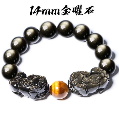 Pulsera de obsidiana con doble Pixiu