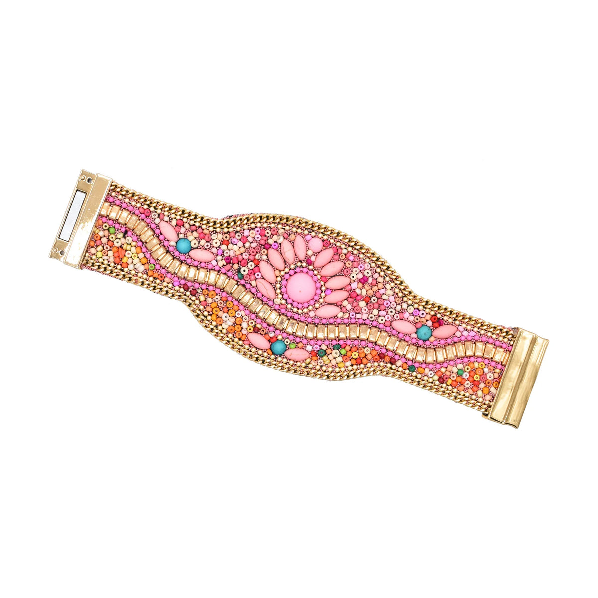 Pulsera bohemia ancha con ojo turco