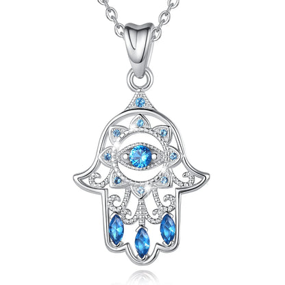 Colgante Hamsa con cristal azul