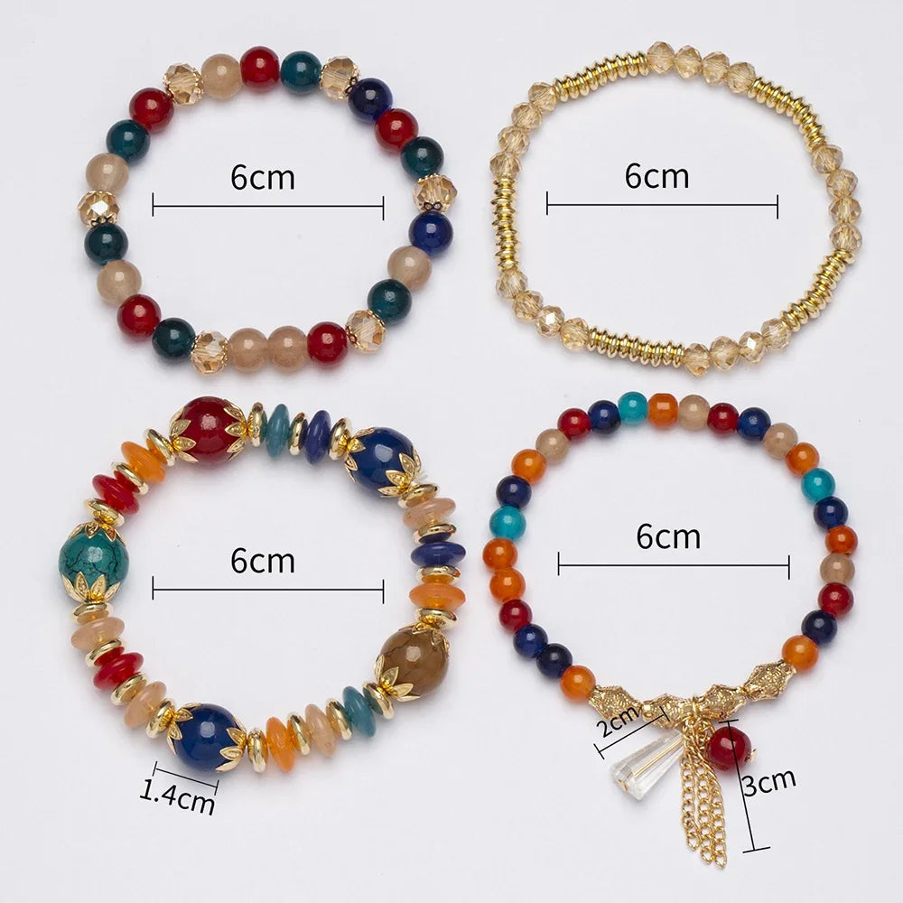 Set Mosaico · Cuatro Pulseras de Vidrio