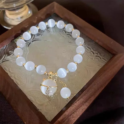 Branco natural real jade sorte gato pulseira charme jóias designer pulseira moda amuleto acessórios de pedras preciosas presentes para mulher