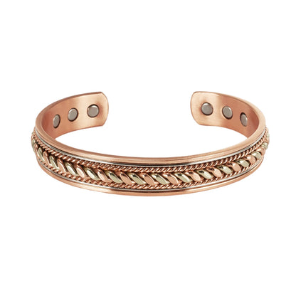 Vinterly pulseiras de cobre puro magnético ajustável trançado manguito 12mm pulseiras de metal macio redimensionável jóias de saúde das mulheres dos homens