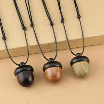 Novo criativo colar pinha retro ébano bolota pingente caixa arte design colar pingente rotativo desejando garrafa acessório