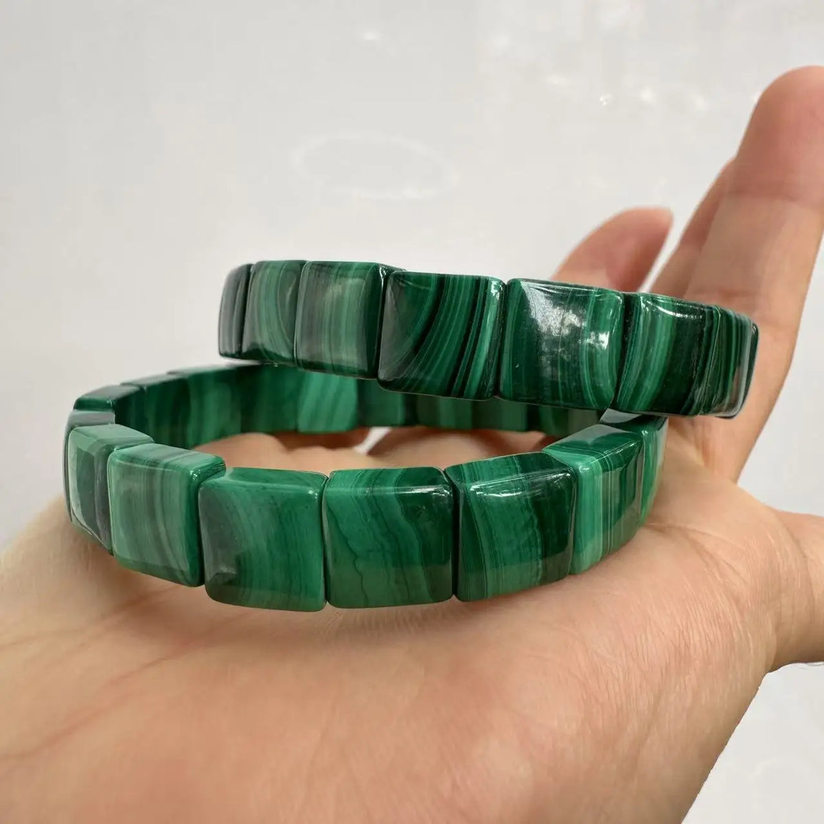 Genuíno a ++ natural verde malaquita contas pulseira para homens e mulheres presente do dia dos namorados atacado