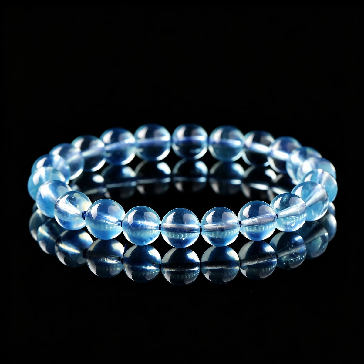 Pulseira de Contas de Água-Marinha Azul Translúcida Natural 8A, Joia de Pedra Semipreciosa para Cura, Paz e Proteção