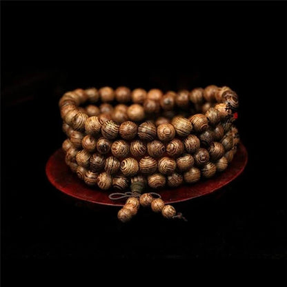 Chic 108 Madeira frisada budista Buddha oração talão Mala pulseira colar