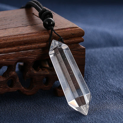 Duplo Pointed Natural Cristal Branco Quartzo Colar Pingente, Colar Geometria, Herkimer, Energia Pedra, Reiki Chakras Dangle, Gargantilha Jóias