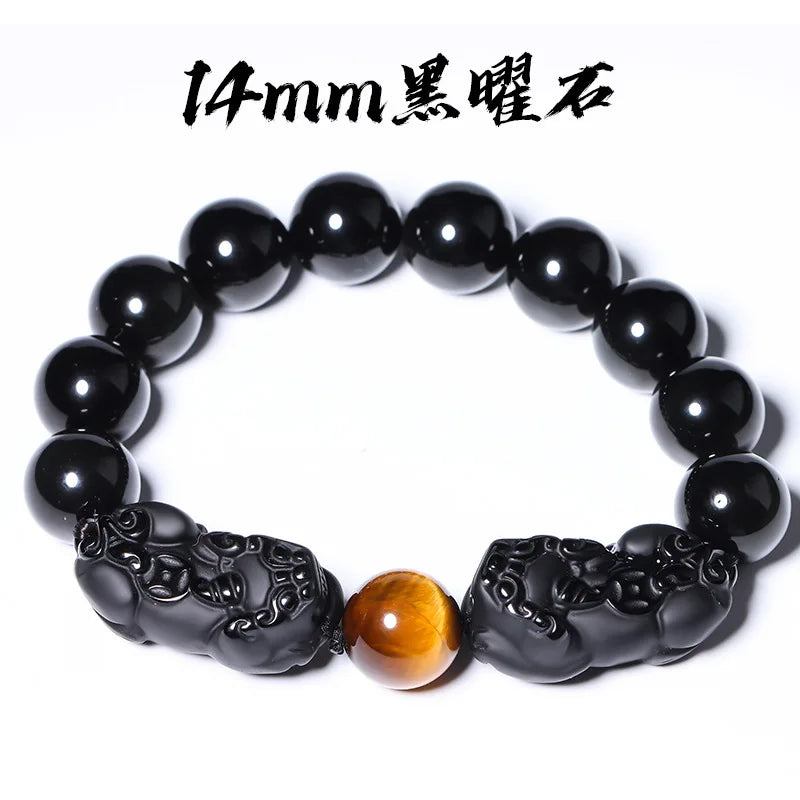 Pulsera de obsidiana con doble Pixiu