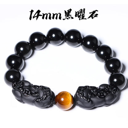 Pulsera de obsidiana con doble Pixiu
