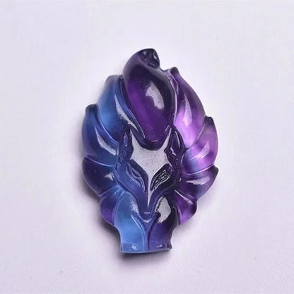 Natural arco-íris fluorite mão esculpida nove cauda raposa jade pingente moda boutique jóias masculino e feminino raposa colar presente