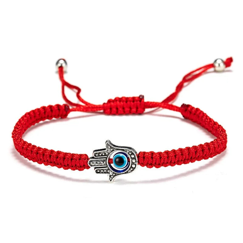 Corda vermelha hamsa mão nazar turco redondo mau olhado macrame pulseira feminina moda kaballah corda da sorte artesanal jóias presente
