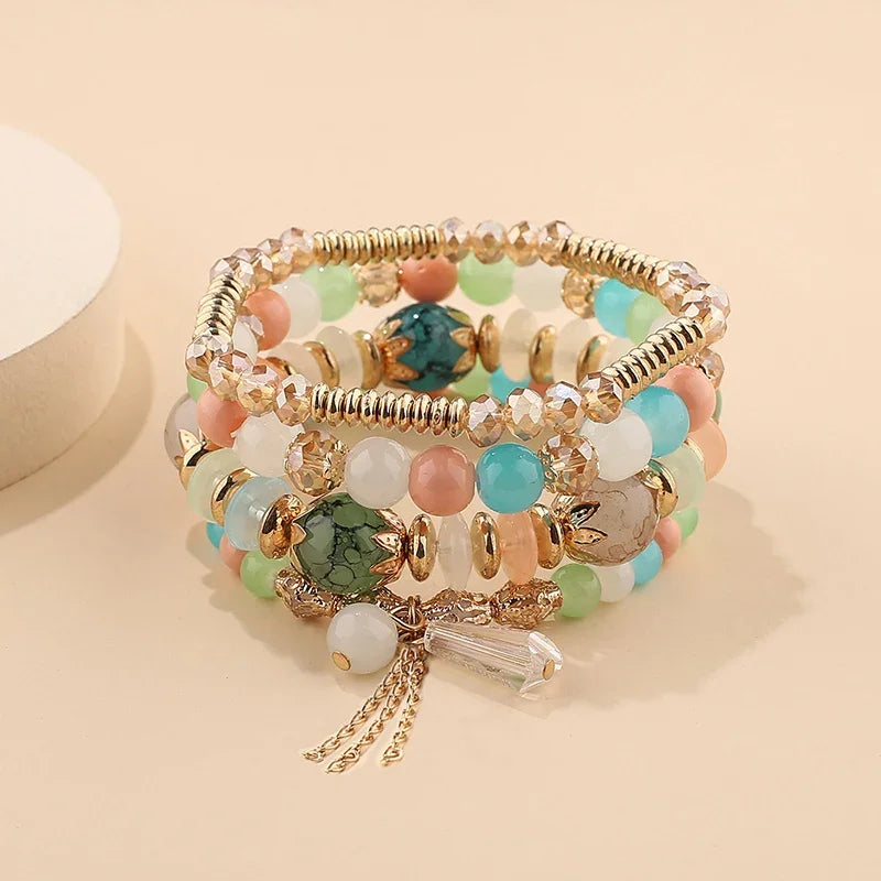 Set Mosaico · Cuatro Pulseras de Vidrio