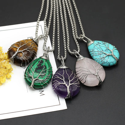 Collar Árbol de la Vida de piedra en gota