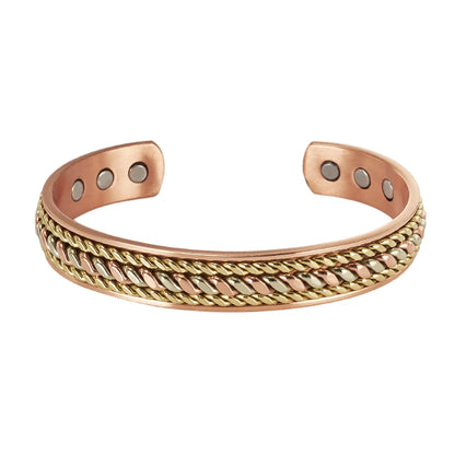 Vinterly pulseiras de cobre puro magnético ajustável trançado manguito 12mm pulseiras de metal macio redimensionável jóias de saúde das mulheres dos homens