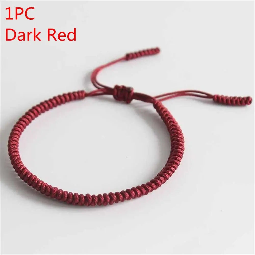 1PC/3PCs Pulseira de Moda com Trama de Corda Vermelha Tibetana e Nós Budistas