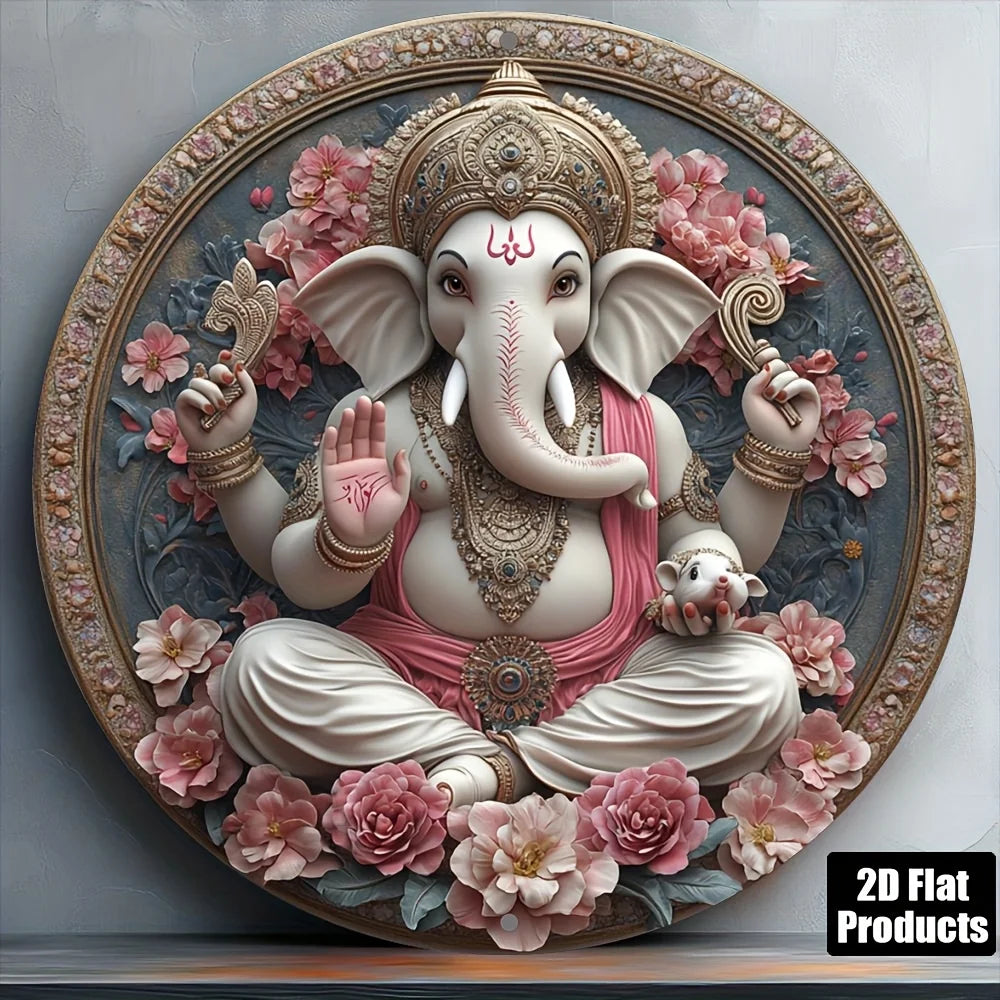 Cuadro Ganesha Floral · Impresión Circular