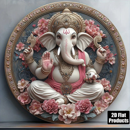 Cuadro Ganesha Floral · Impresión Circular