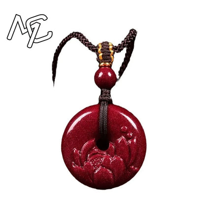 Moda vermelho cinábrio jade lótus fivela de segurança pingente colar jóias chinês mão-esculpida cura moda feminina sorte presente