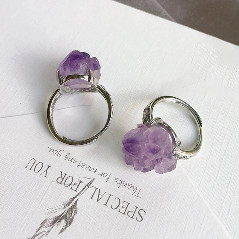 Anillo con drusa de amatista