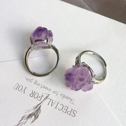 Anillo con drusa de amatista