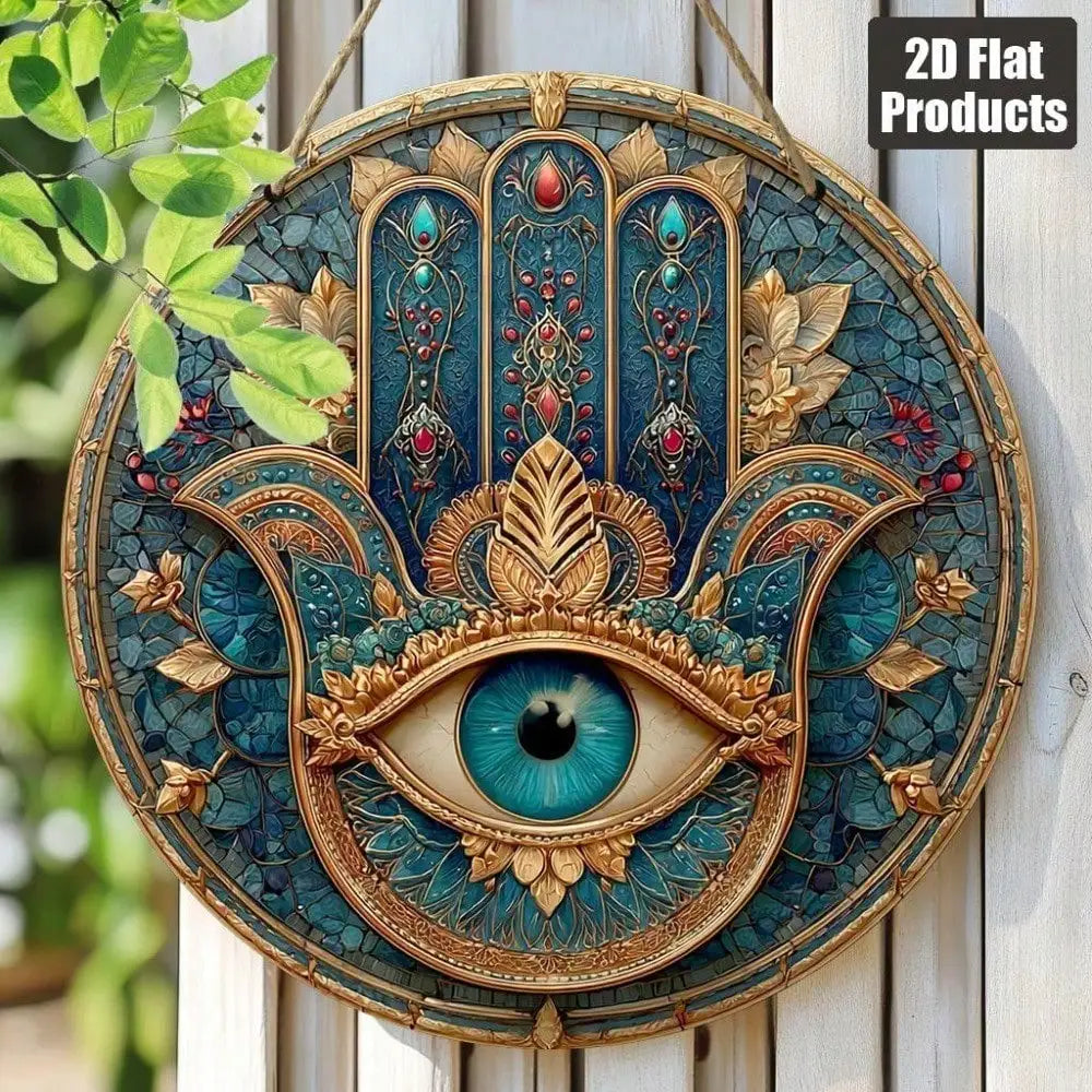 Cuadro Hamsa Turquesa · Impresión Circular