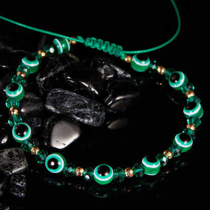 Pulsera trenzada de cristal con ojo turco
