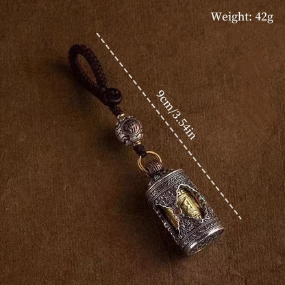 Pingente de cilindro de sutra mantra giratório de seis caracteres estilo antigo tibetano, lembrança de bronze, amuleto, presente, item budista