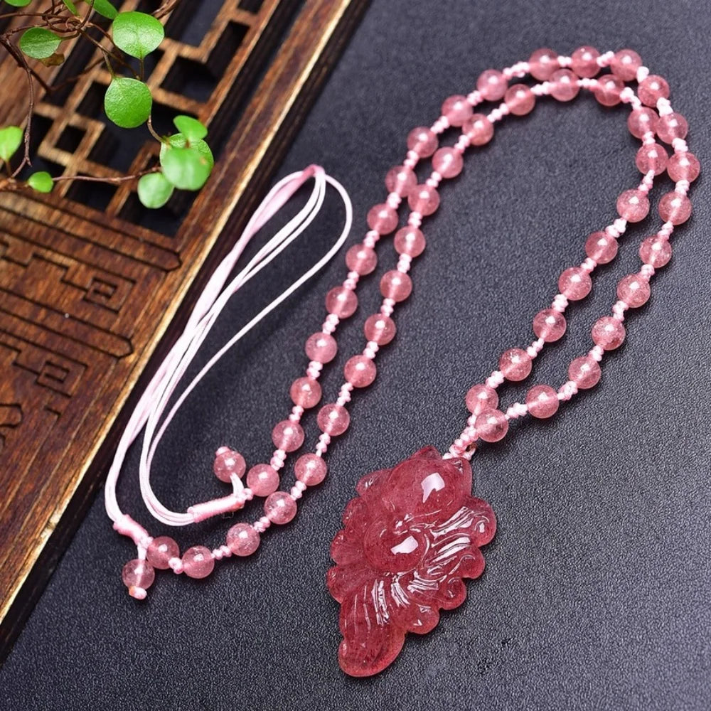 1 peça de pingente de quartzo natural em formato de raposa, polido, para reiki, cristal de cura, joia, presente, decoração de rocha.