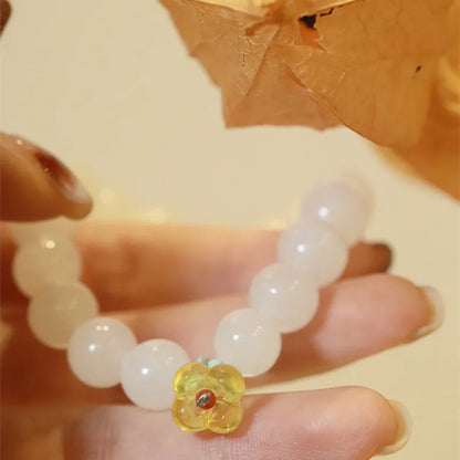 Pulseira de jade branco moda hetian jade10mm tamanho contas canela mão corda design presente pulseira para amigos e família