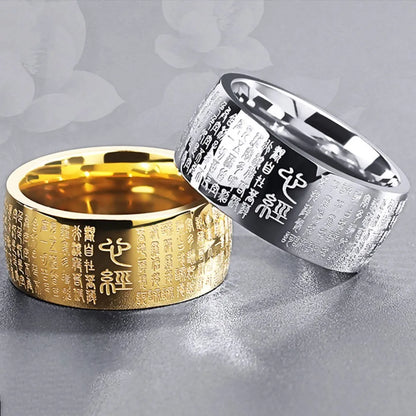 Anel masculino feng budismo shui, anel de polegar, aço inoxidável, buda, coração budista, sutra, runas, anéis para homens e mulheres, presente de luxo
