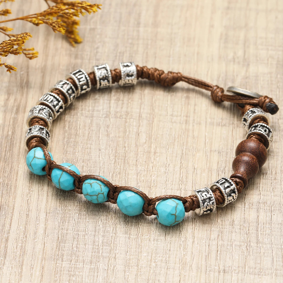 Pulsera Calabaza Ancestral · Cuentas Grabadas