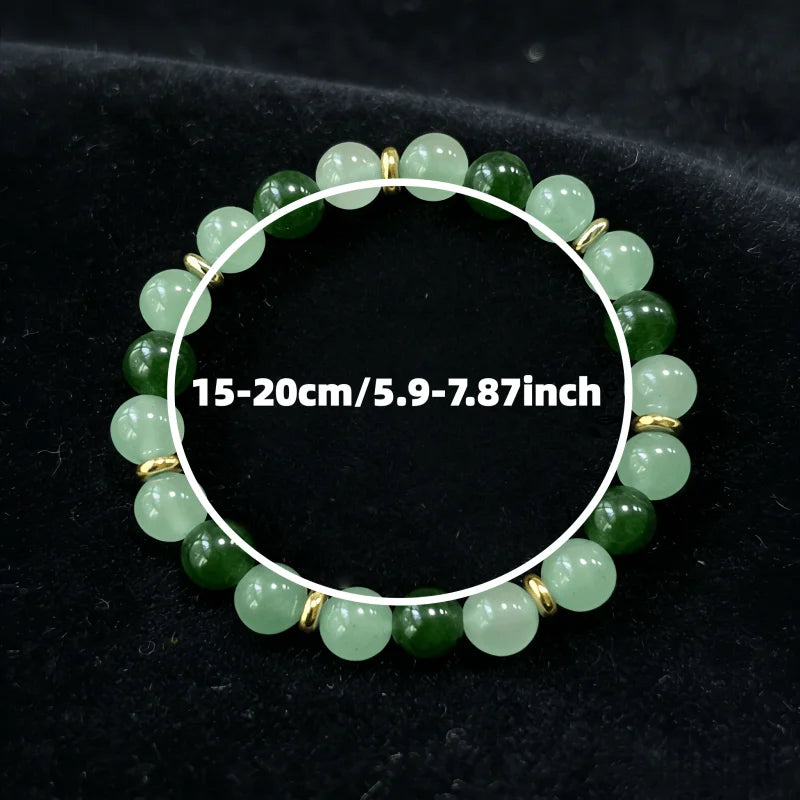 Pulseira da Sorte, Feita à Mão, Com Contas de Aventurina Verde Natural e Pedra da Lua, Simboliza Boa Sorte e Prosperidade, Criatividade