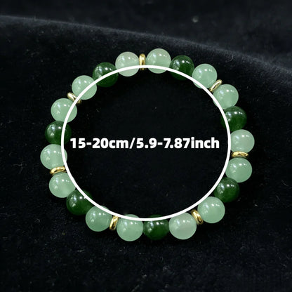 Pulseira da Sorte, Feita à Mão, Com Contas de Aventurina Verde Natural e Pedra da Lua, Simboliza Boa Sorte e Prosperidade, Criatividade