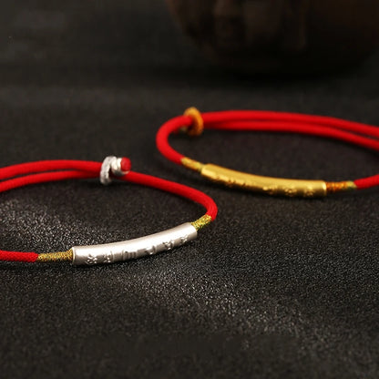 Pulsera de cordón rojo con mantra tibetano