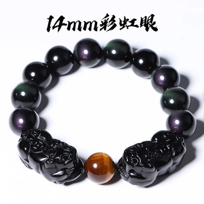 Pulsera de obsidiana con doble Pixiu