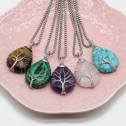 Collar Árbol de la Vida de piedra en gota