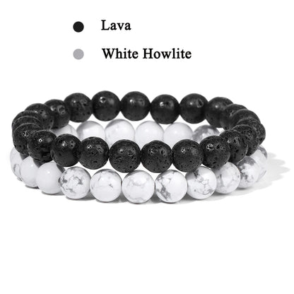 Conjunto de 2 pulseras de piedra de 8 mm