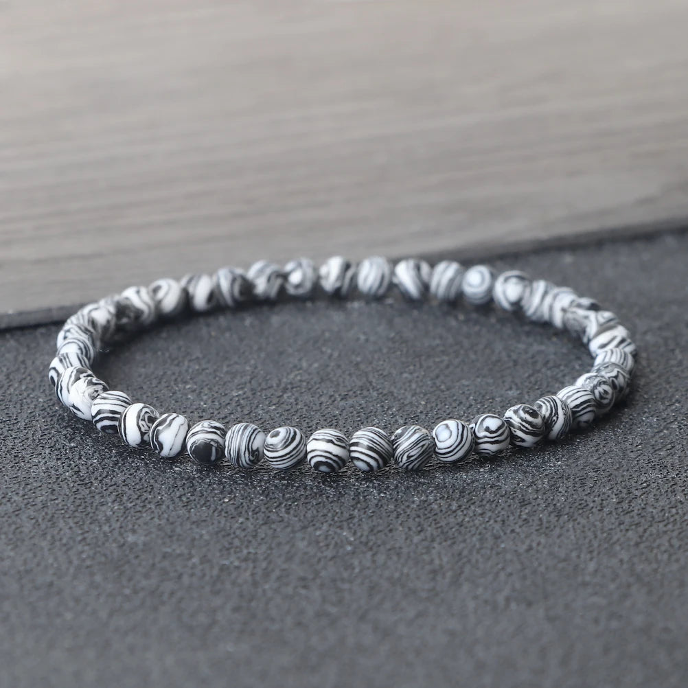 Pulsera de cuentas de piedra de 4 mm