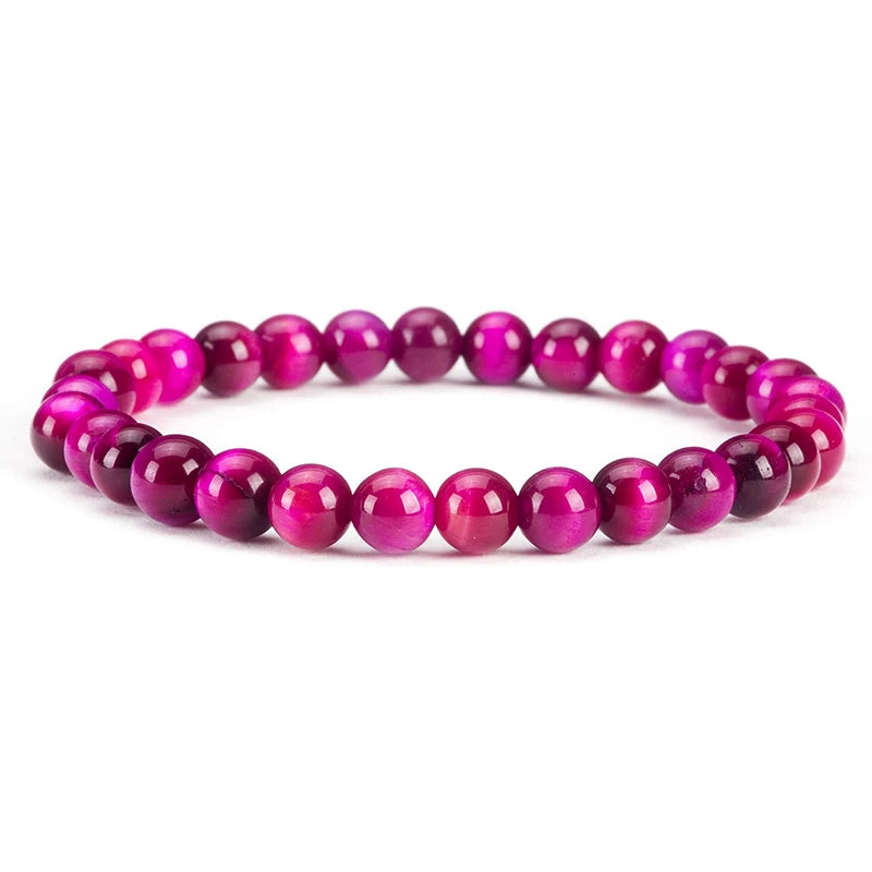 Pulseira de contas de pedra natural, com ametista, olho de tigre, cristal de quartzo e ágata, pulseiras de contas de pedras preciosas, joias para mulheres, para reiki e cura, presente para casais.