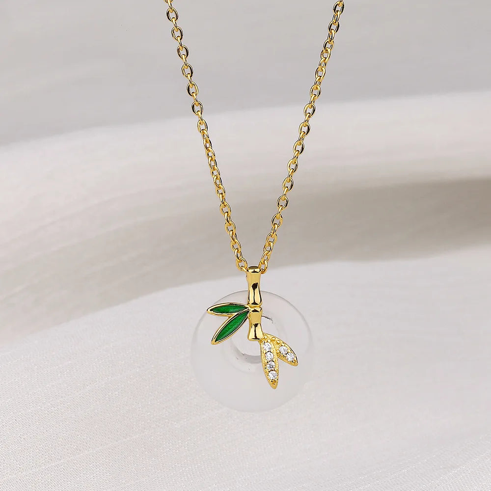 Colares de prata esterlina 925 para mulheres, com pingente de jade, cor dourada, corrente ajustável, joias de luxo, presente romântico.