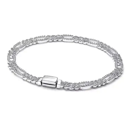 Pulseira de corrente elíptica aberta, trançada, com design de arco-íris, em prata esterlina 925, para mulheres, ideal para festas e casamentos, joia fina.
