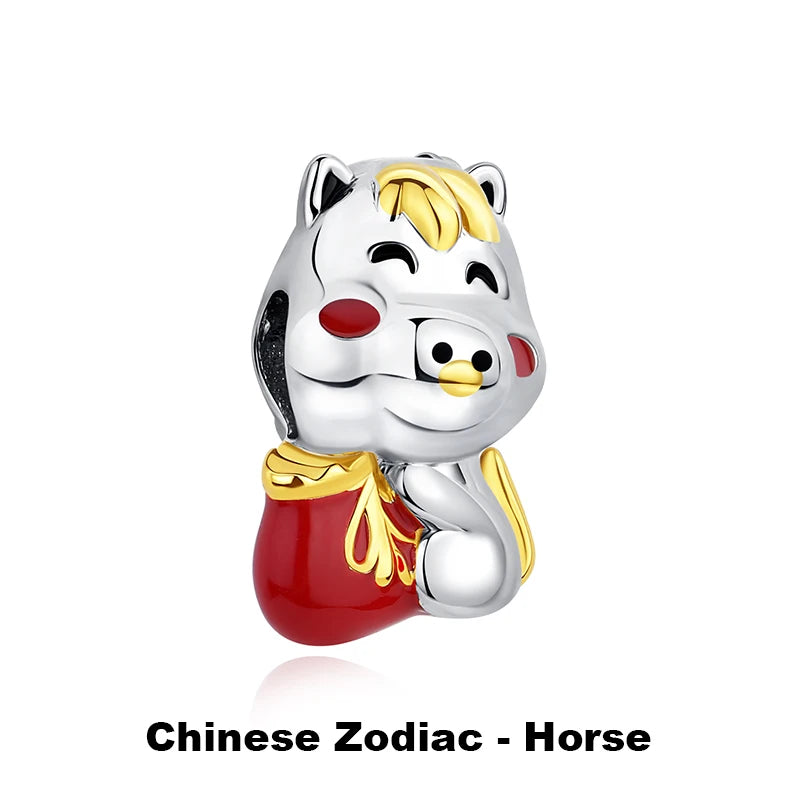 Charms Originais de Prata Esterlina 925, Pingente de Gato da Sorte, Boneca Japonesa, Presente de Ano Novo, Pulseiras e Colares para Mulheres, Joias